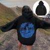 Womens Oversized Hooded Sweatshirt With Print Pocket Long Sleeve Pullover Casual College Style Top