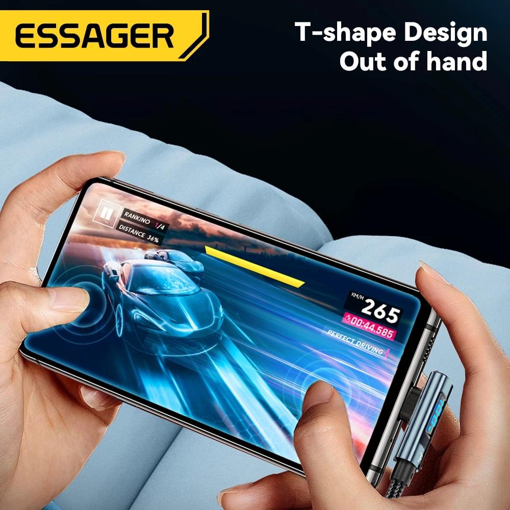 Essager 7A 100 Вт USB C кабель для быстрой зарядки цифровой дисплей локоть типа C кабель для Huawei Mate60 Pro Xiaomi Samsung Vivo шнур для передачи данных