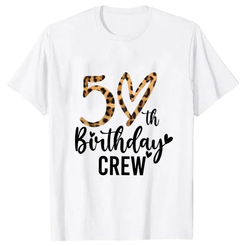 Женские футболки на 50-й день рождения, футболка Birthday Squad Crew, глава Hello 50, великолепные топы с леопардовым принтом, летняя футболка Harajuku
