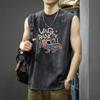 Men's Sleeveless Vest Retro Retro Streetwear Flat Print Blue Fan Cactus Desert Sunshine Cotton Summer Motorcycle Culture