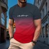 New Summer Men's Gradual Color Letter Print T-Shirt Casual Short-Sleeved O Collar Outdoor Activities Casual