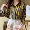 2025 French Striped Long-Sleeve Loose Shirt: Fashionable & Versatile Design