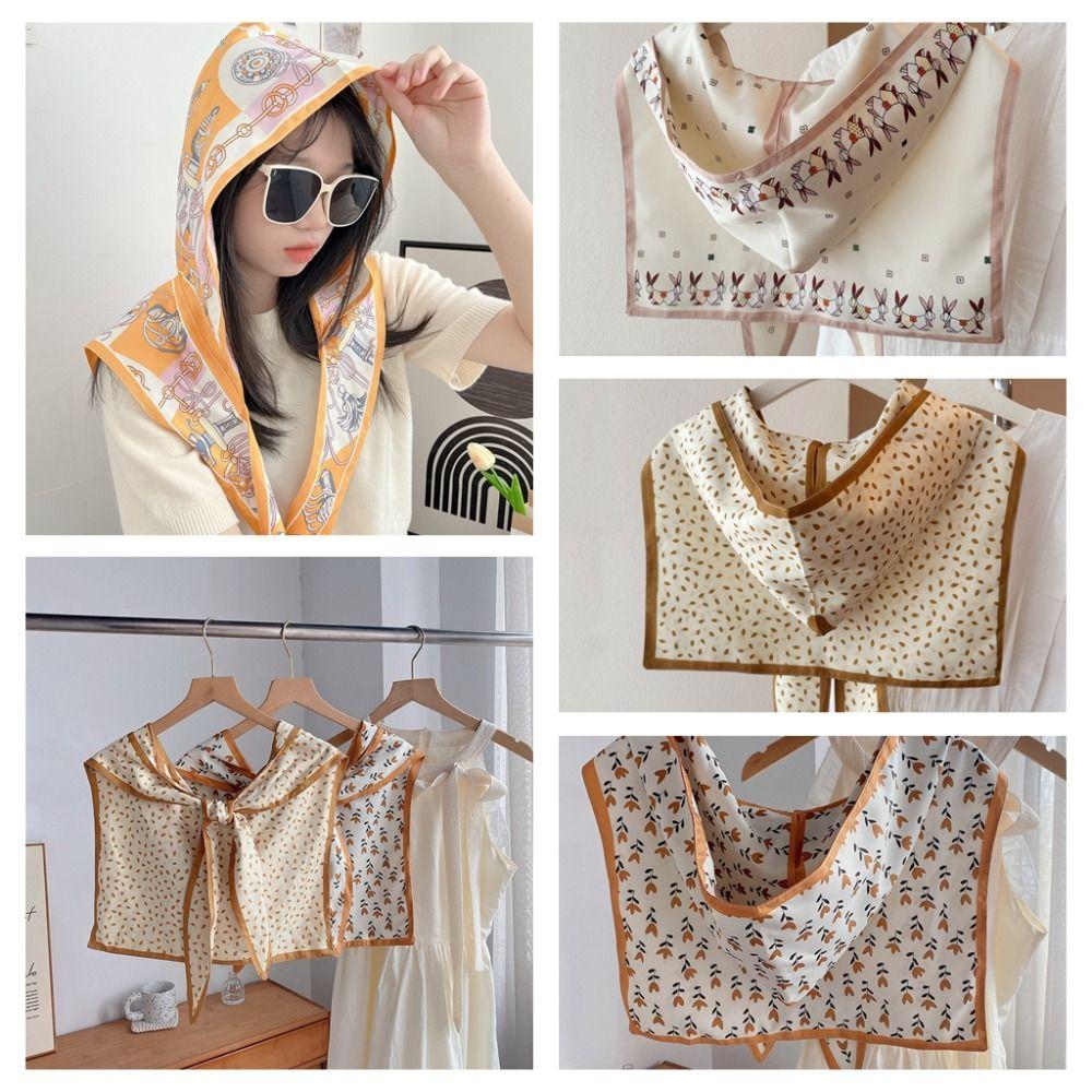 Windproof Summer Hooded Silk Shawl Sun Protection Silk Scarf Hat Sunscreen Scarf Lady