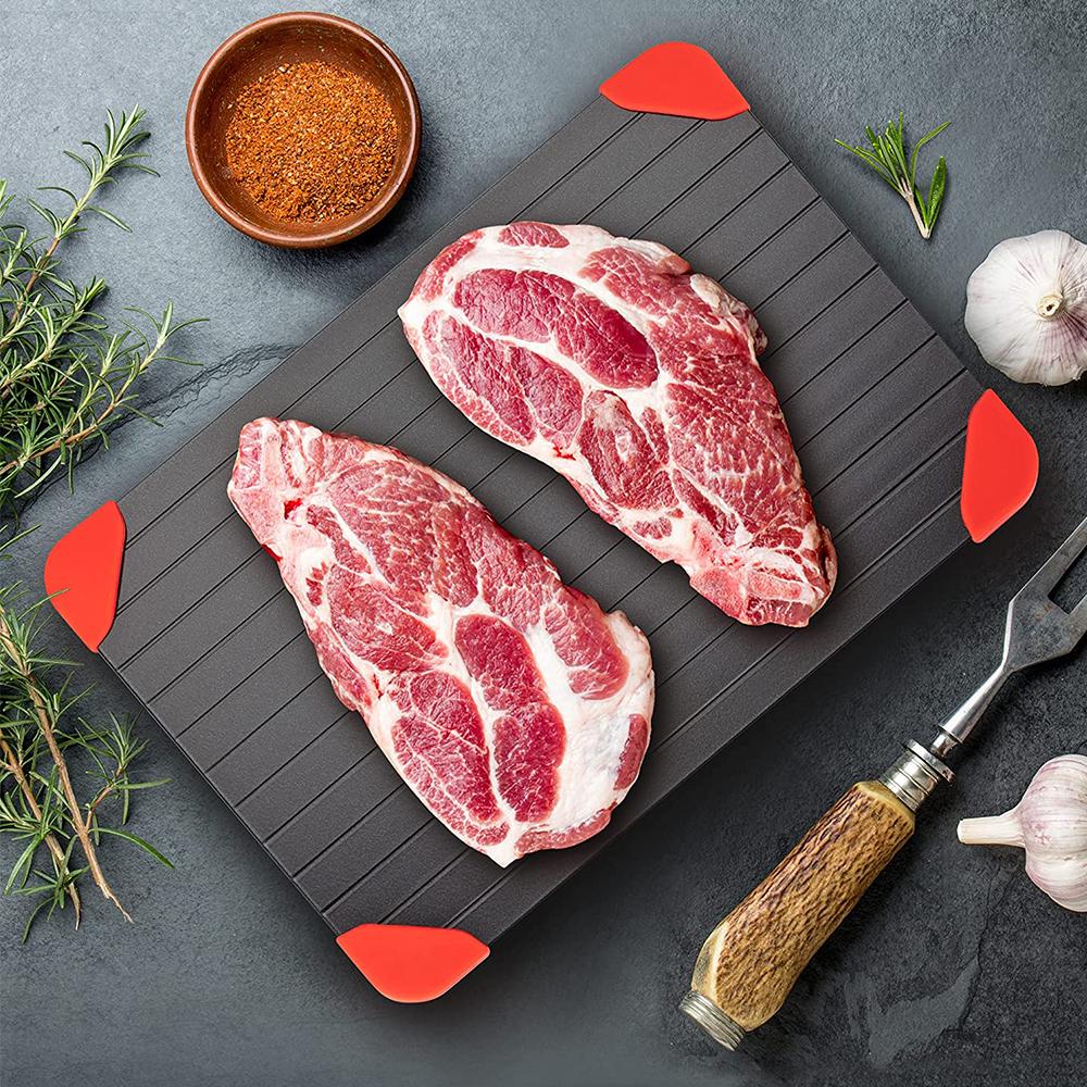 Defrosting Tray Dishwasher Safe Large Thawing Plate With Drip Tray Set Non-Stick Coated Thawing Board For Frozen Meat and Food