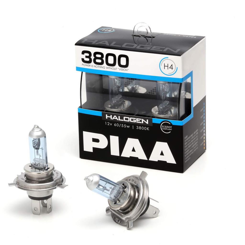PIAA H4 3800K Halogen Headlights and Fog Lamps, 2-Pack, 12V 60/55W, ECE Compliant, HS704, Vehicle Inspection Compliant