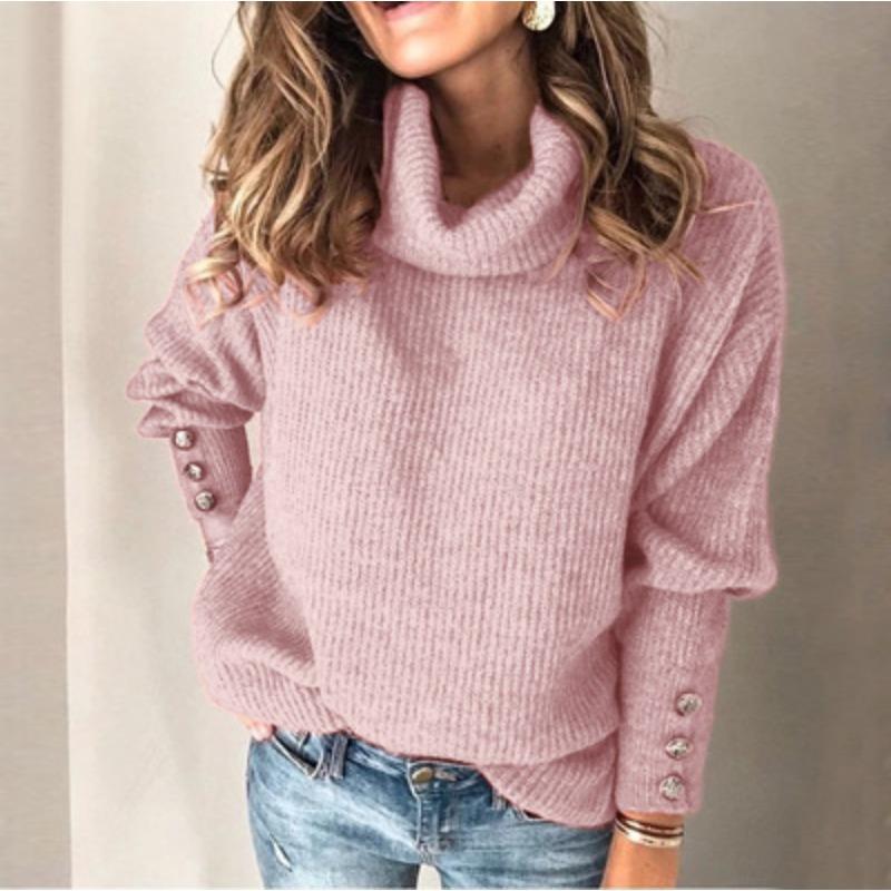 Fall and Winter Women's Caput Mortuum High Neck Knit Sweater