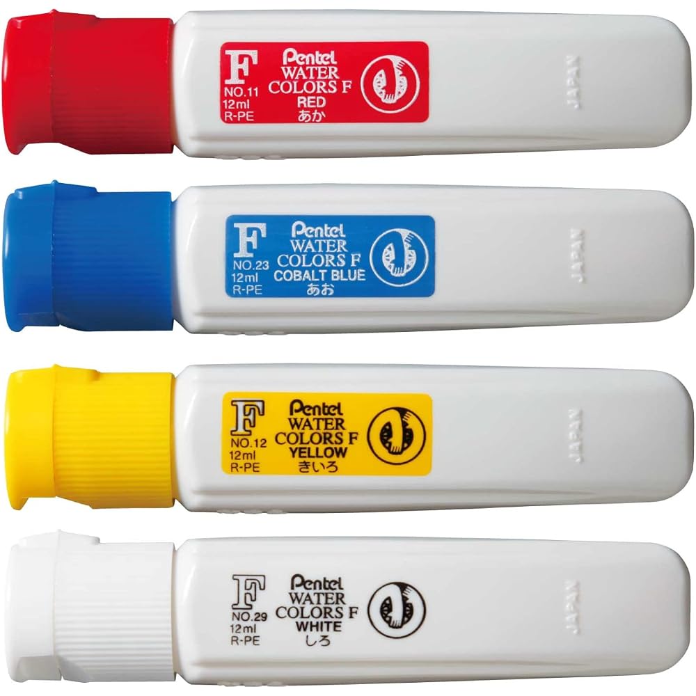 Набор из 4 цветов Pentel Paint, 1 красный, синий, желтый и белый, по 1 шт. AMZ-WFCT-4A