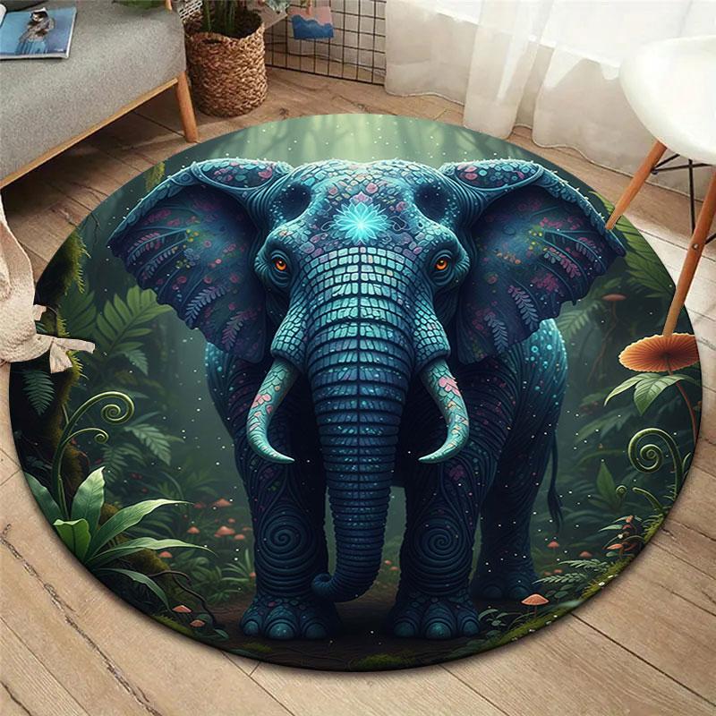 Круглый ковер AnimalsElves, Ковер для гостиной, спальни, дивана, игровой комнаты, Нескользящий коврик для пола