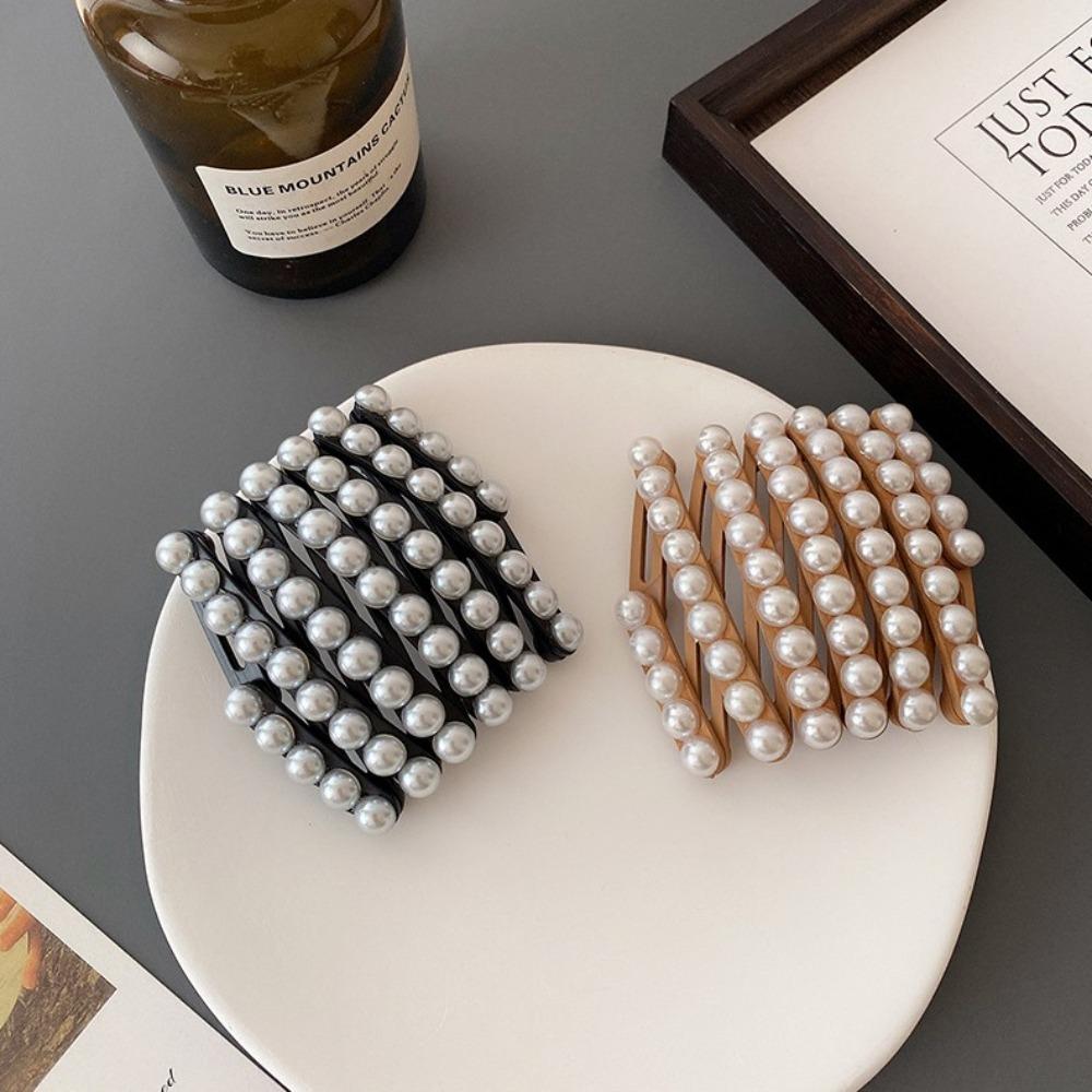 Plastic Retractable Hair Hoop Forsted Portable Hair Band All-matched Foldable Pearl Headband  Party
