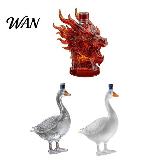 Bar Cabinet Decoration 3D Animal Whiskey Decanter, 350ml Decorative Bottle, Glass Bird Liquor Display Bottle Artistic Decanter for Wine Spirits