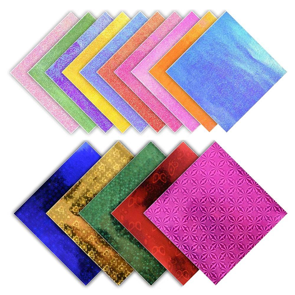 50Pcs 15cm Square Handmade Origami Paper Folding Paper Holographic Glitter Cardstock Paper DIY Scrapbooking Craft Decor