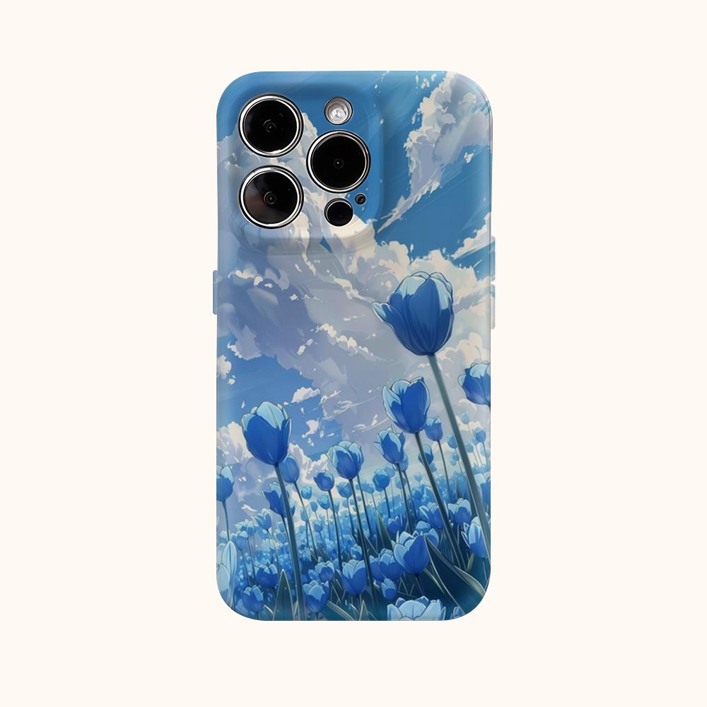Синий ТюльпанДля Магнитного Чехла Телефона для IPhone 17 16 15 14 13 Pro Max Plus Однослойный Двухслойный Прочный Чехол