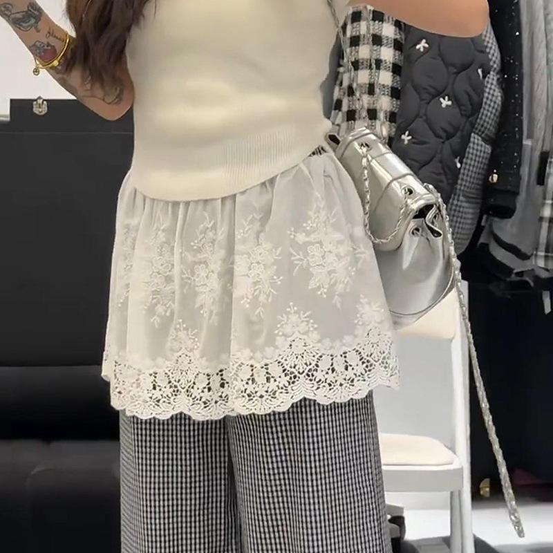 French Layered Hip Cover Curtain Summer Base Skirt for Women High Waist Pure Lace Yoga Half-body Skirt