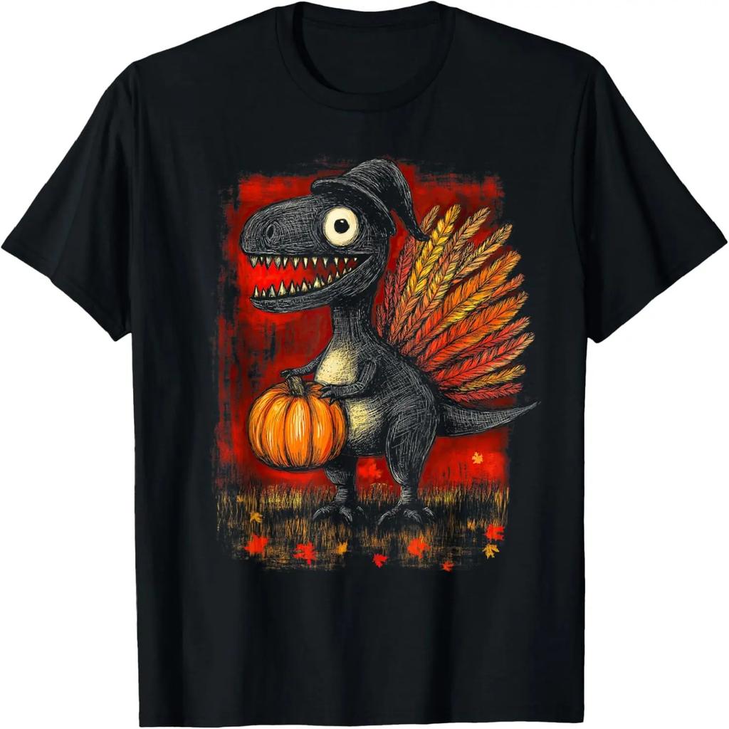Funny Thanksgiving Turkey Pilgrim Dinousaur For Kids Boys T-Shirt