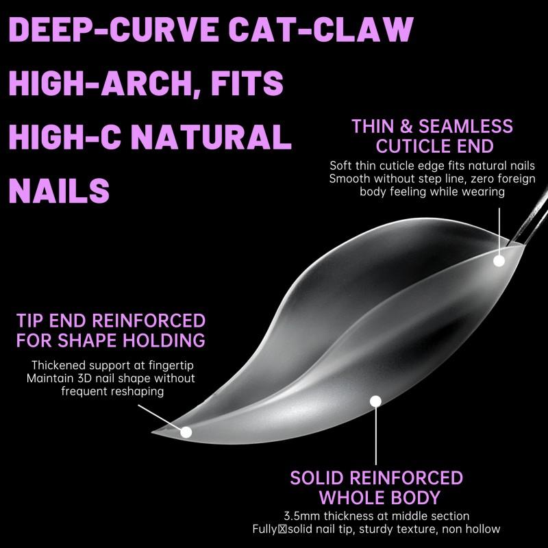Solid Thickened Cat Paw Nail Tips Press-On Nails Full Coverage Finish Long Medium Length Oval Ballet Shape