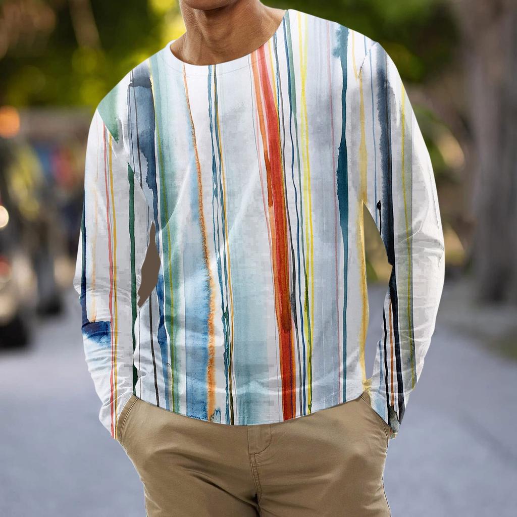 Муж. Футболка Графика Абстракция Шея Одежда Одежда На открытом воздухе Длинный рукав С принтом Модельер Винтаж