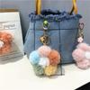 Cherry Blossom Hair Ball Car Keychain Small Fresh Color Plush Flower Mobile Phone Pendant Flower Bag Pendant Gift