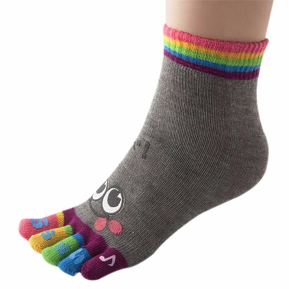 Color Random Cute Sports Trainer Five Finger Toe Socks Cotton Cartoon Smile