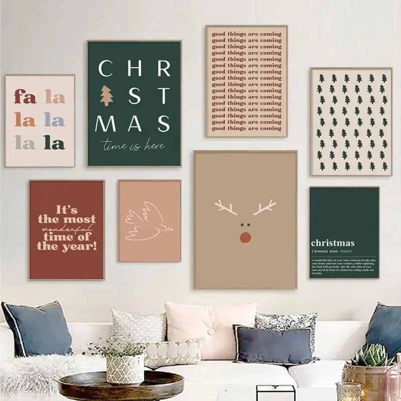 Веселые рождественские постеры и принты, рождественская настенная живопись на холсте, счастливые праздничные фотографии, декор стен комнаты, украшение дома