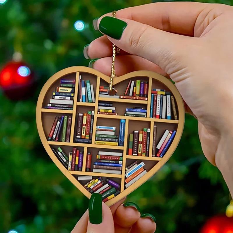 New Acrylic Decorations Book Lovers Heart Librarian Decorations Car Hangers Home Decor