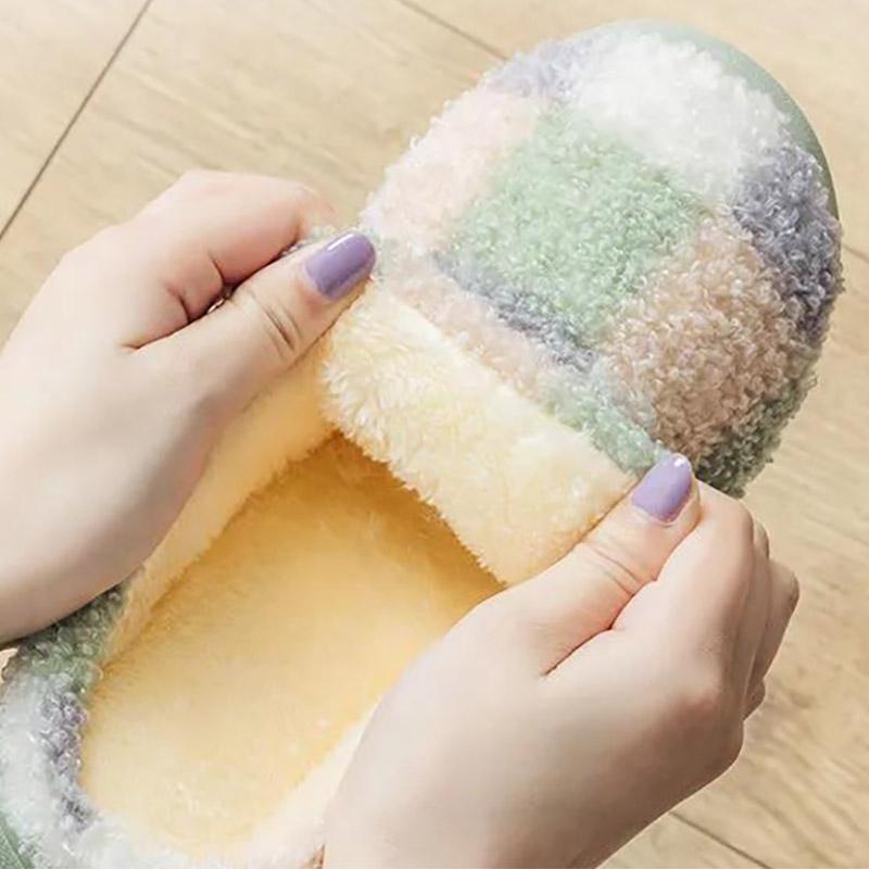 Женские осенние и зимние хлопковые тапочки для дома, нескользящая обувь с мягкой подошвой, теплые простые плюшевые хлопковые туфли