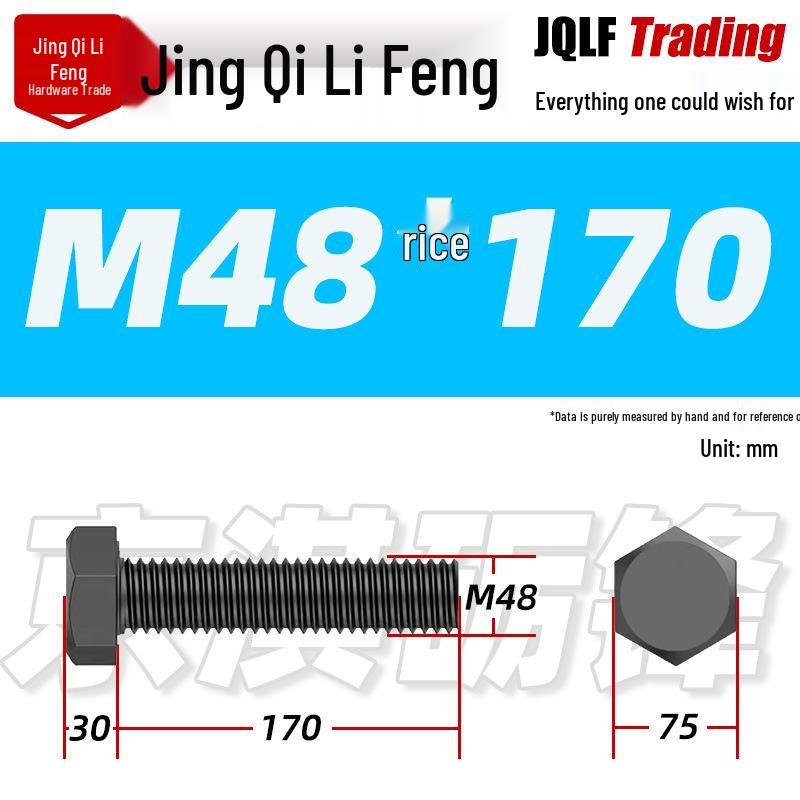 12.9 Grade High-Strength Blackened Hex Bolt M22-M48