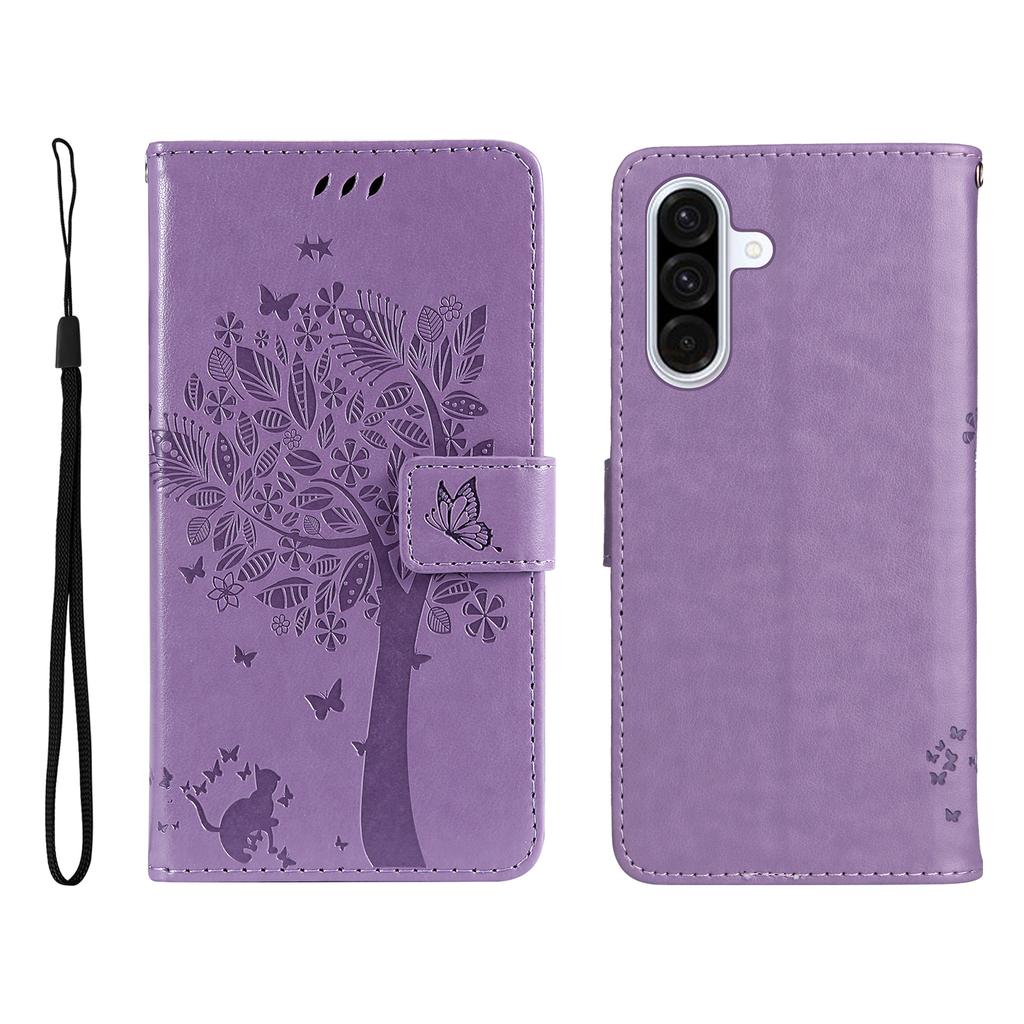 For Samsung Galaxy A56 5G Phone Case with Stand Cat Tree Pattern Leather Wallet Mobile Cover