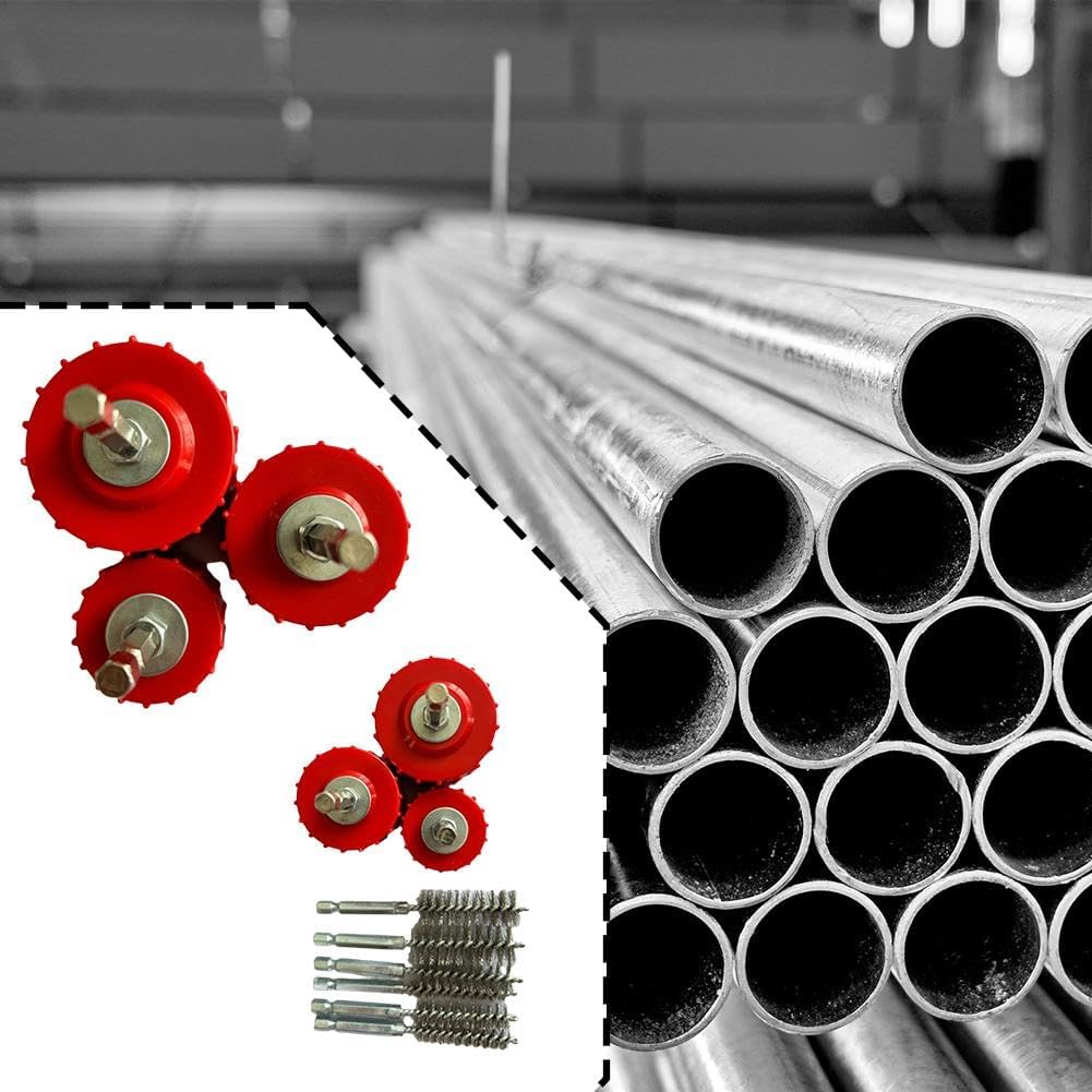 Набор из 9 предметов 1/2" 3/4" 1" ершик для чистки медных труб для электродрели, щетка для чистки труб 1/2" 3/4" 1", очищает медные / бронзовые / латунные трубы и трубки для