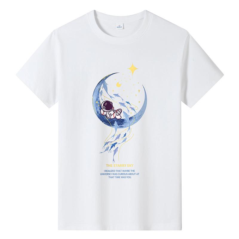 GMXIA Футболка с коротким рукавом из хлопка, мужская модная свободная рубашка с коротким рукавом, с принтом