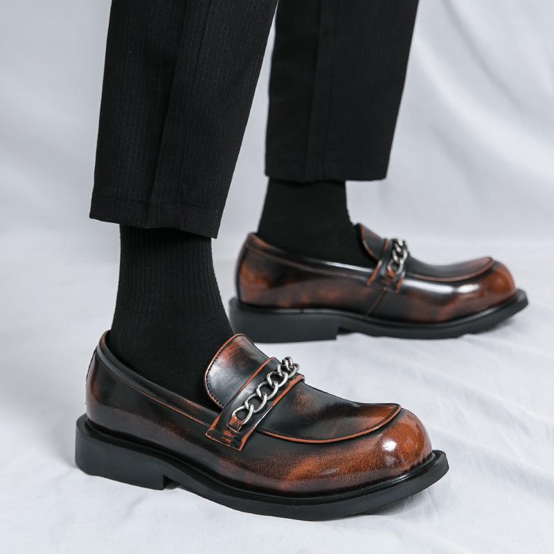 Мода Весенняя Мода Новая Мужская Обувь из Кожи в Стиле Бизнес Кэжуал с Круглым Носком Роскошный Бренд Мужская Удобная Обувь на Толстой Подошве Банкетные Оксфорды