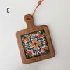 1 PCS Vintage Wooden Thickened Coasters Heat-insulating and Anti-scald Protection Table Cup Pad Flower Kitchen Dishes