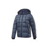 Solid Color Hooded Zip Short Down Jacket Women Outerwear Indigo FT0675
