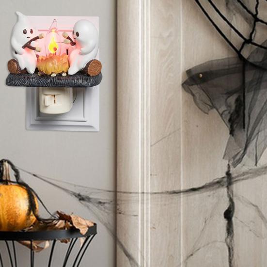 Призрачный костер мерцающий ночной свет Хэллоуин 3D мультфильм призрачный светодиодный поддельный костер