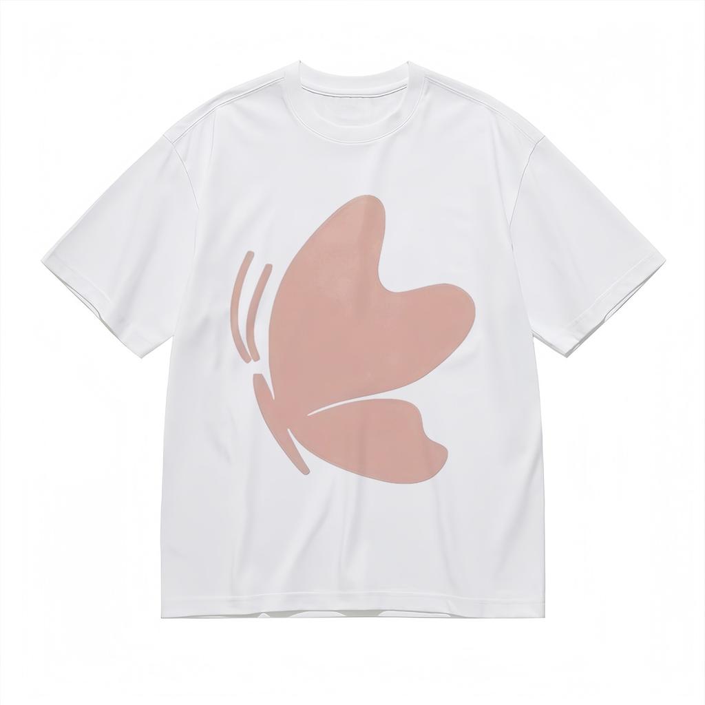 Women's Soft Breathable All Season Classic T-Shirt Mens Womens Tees Top Minimalist Pink Butterfly Tee