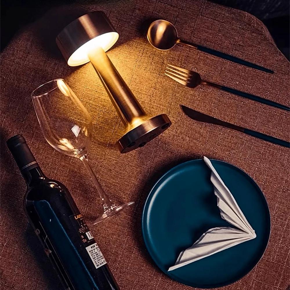 Настольная лампа в стиле ретро, ​​металлический сенсорный декор для бара, кофе, ресторана, украшение, светильник для стола, светодиодный перезаряжаемый ночник, декор для спальни