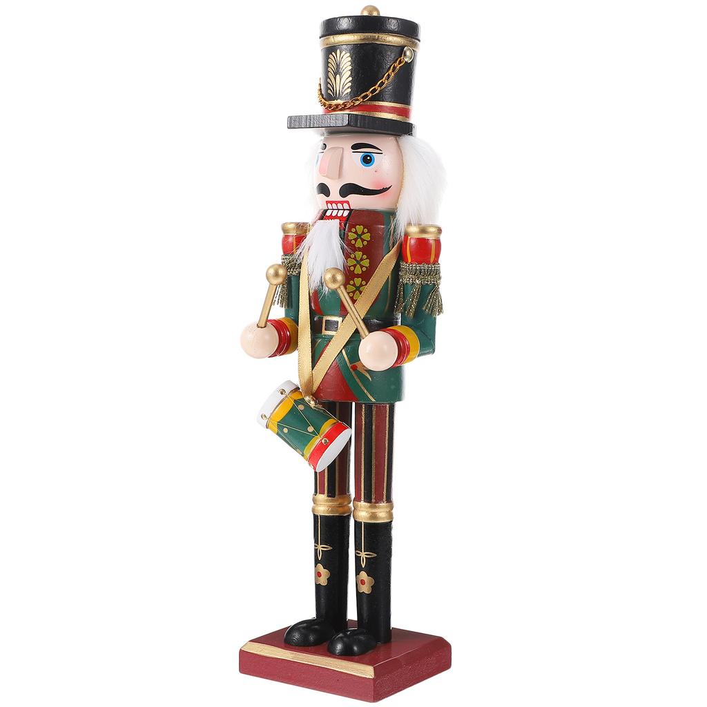 Nutcracker Soldier Puppet Ornament Wooden Walnut Soldier Crafts Color Painted Fine Workmanship Decorative Desktop Figure