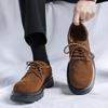 Brown Derby Shoes Men's 2024 New Casual Leather Shoes Platform British Style Retro Tooling Big Head Shoes 24224-R
