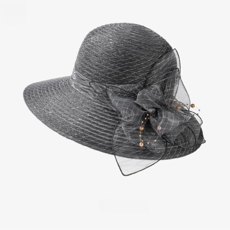 Новые шляпы от солнца из органзы с цветком, женские летние шляпы для свадебной вечеринки, шляпы для церкви, женские солнцезащитные шляпы для путешествий и пляжа с защитой от ультрафиолета