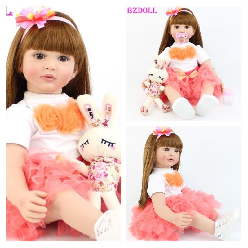 BZDOLL 60 см Мягкая силиконовая кукла Reborn, игрушки как настоящая виниловая принцесса для малышей, живая Bebe для девочек Bonecas, детский подарок на день рождения