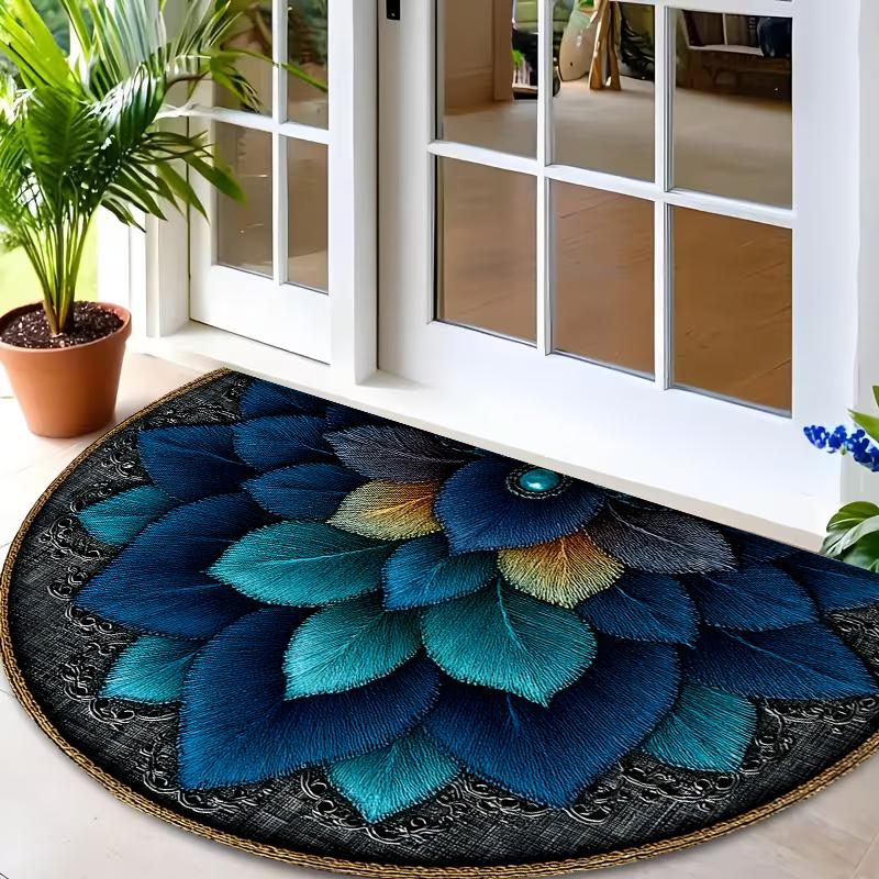 Abstract Green Geometric Doormat Modern Minimalist Pattern Non Slip Entry Rug For Entryway Hallway And Nordic Home Decor