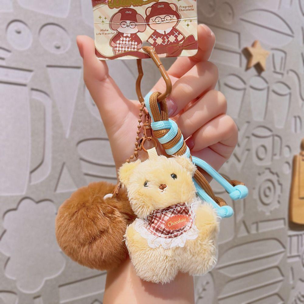 Cartoon Rabbit Dog Keychain Cat Key Ring Creative Rabbit Plush Dolls Pendant Gifts