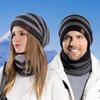 Men's and Women's Winter Warm Knitted Hat Cold-Proof Wool Hat Plus Fluff Hat Scarf Set