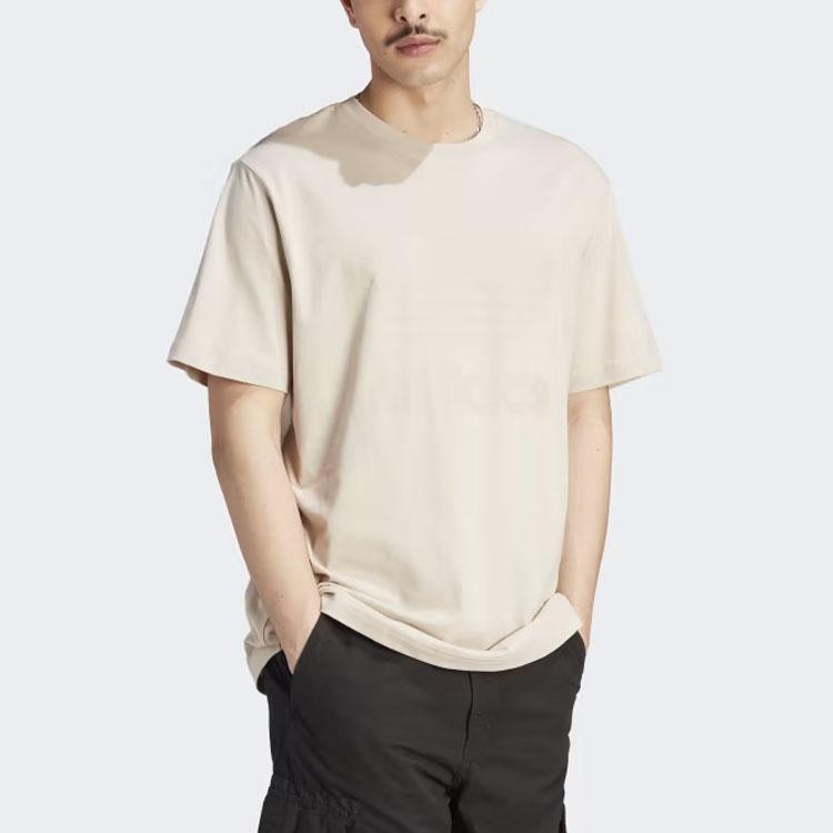Adidas Originals T Shirts Men's Beige Crew Neck Moderate Straight Fit IJ7462
