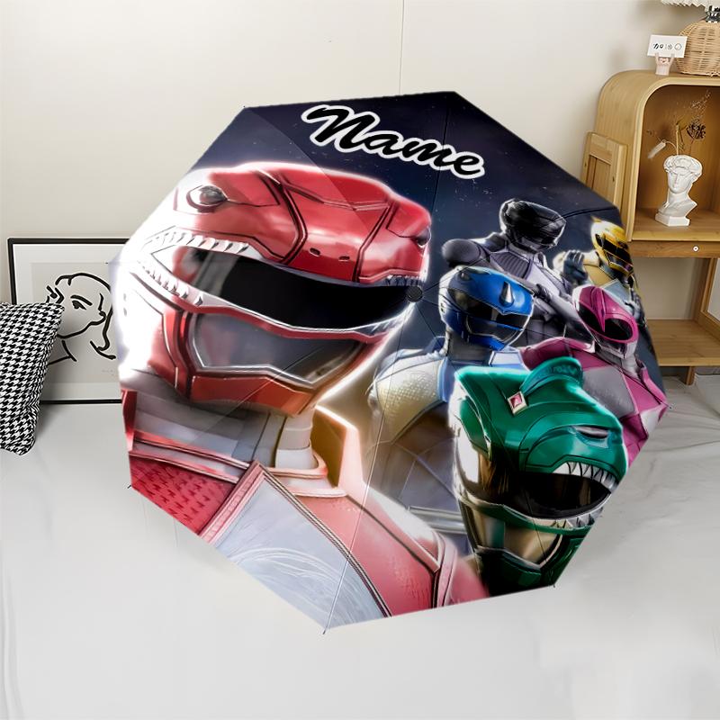 Personalized Name Mighty Morphin Power Rangers Print Umbrella - Automatic Open/Close, Eight-Rib Durable Frame, Automatic Folding Umbrella