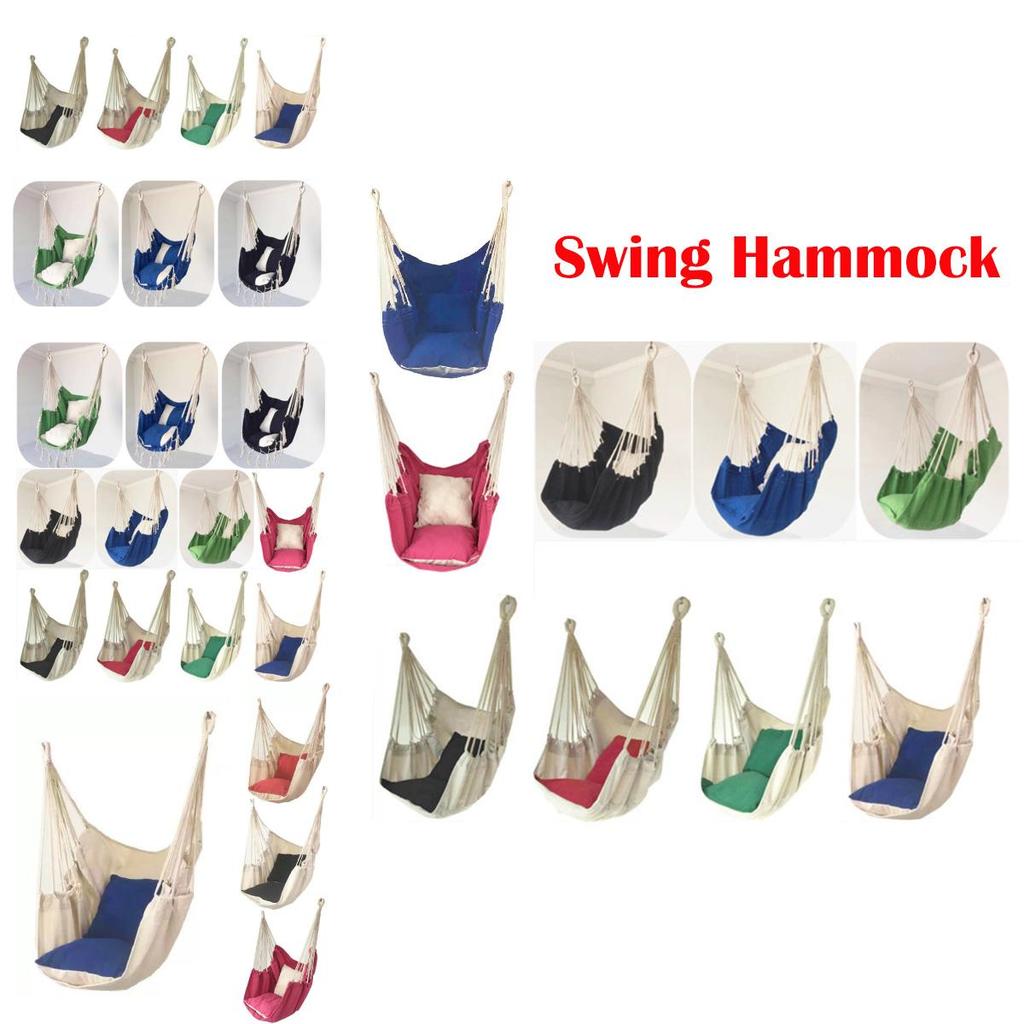 Стильное подвесное кресло-гамак для отдыха на открытом воздухе с мягкими подушками и прочными веревками