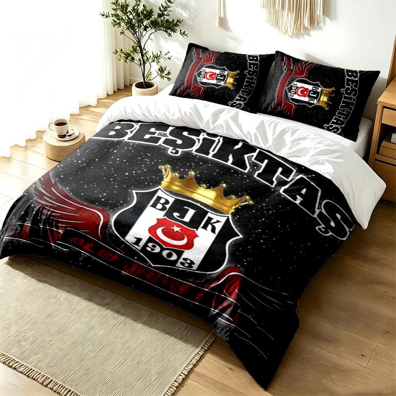 Besiktas JK 3pc Duvet Cover Set Simple Modern Bedding Set Wrinkle Resistant Soft Fabric All Season Use a perfect gift