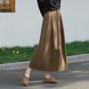Women Cotton A-Line Casual Skirts Button Fly Solid Color Vintage Autumn Soft Cloths Women Skirts