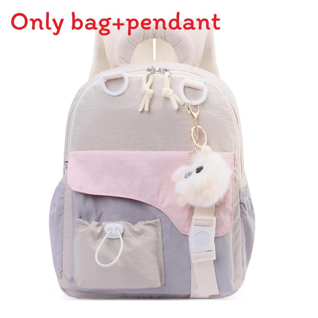 Color Blocked Childrens Backpack With Plush Pendant For School And Outings