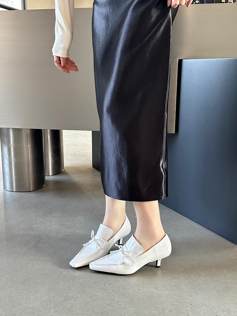 Fashion Round Toe Women Pumps Shallow Slip On Thin High Heels Bow Design Stiletto Dress Shoes Fashion Party Pumps 2024 News 35-39