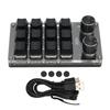 Mini Keypad 1 Handed Mechanical Keyboard Wired USB Programmable Macro 12 Key 2 Knob RGB Light Blue